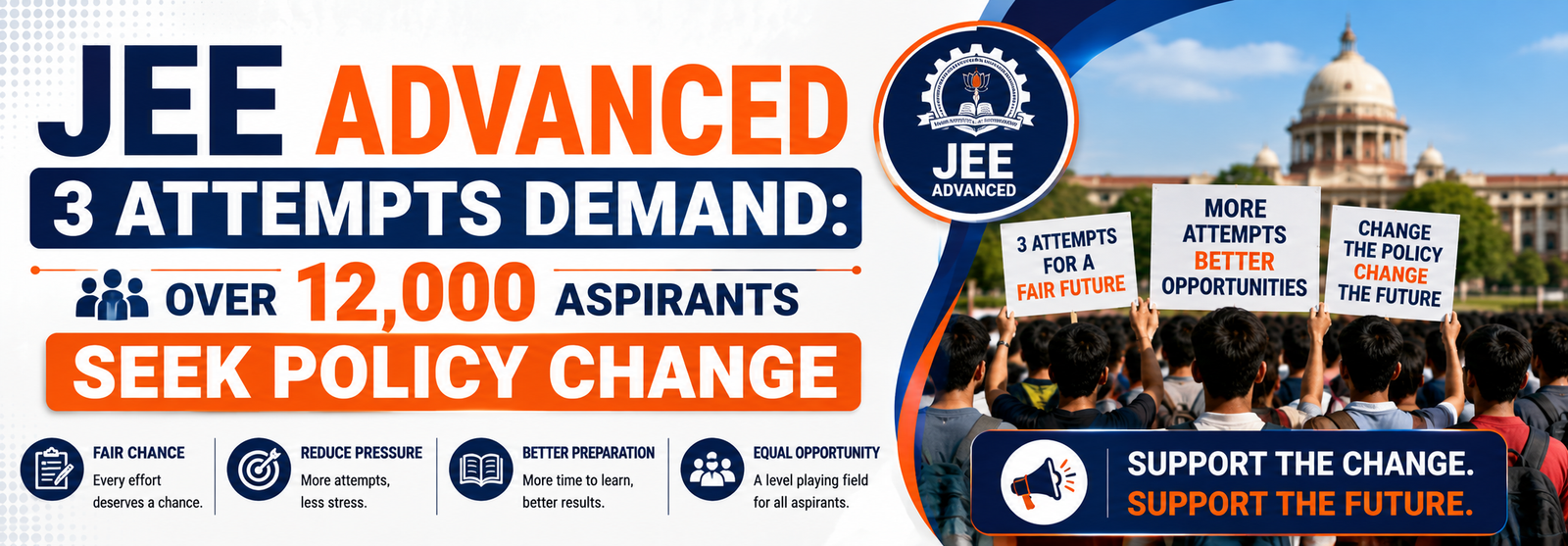 JEE Advanced 3 Attempts Demand: Over 12,000 Aspirants Seek Change in Attempt Limit